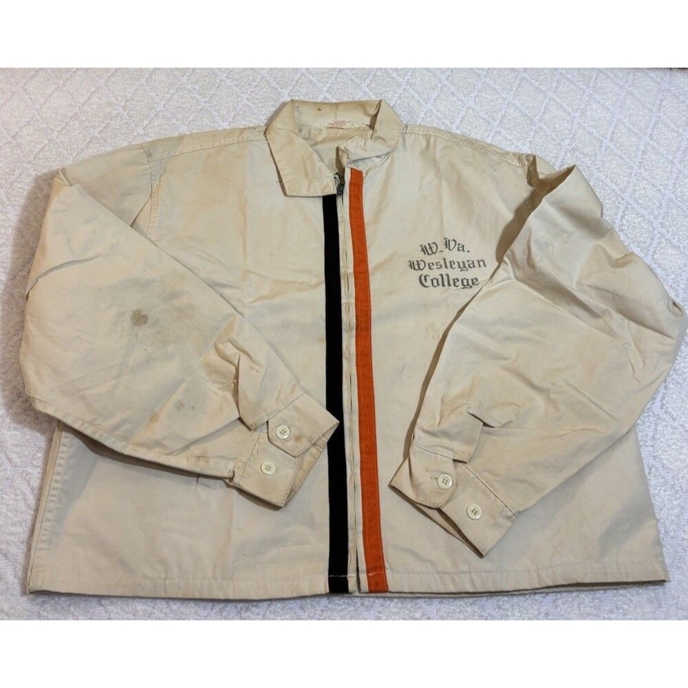 VTG 1950s Champion W. VA Wesleyan College Full Zip  Jacket USA Made Size L